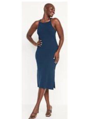 Elegant Navy Blue Sleeveless Dress